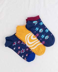 Your Summer Socks are ready! 🥳 These low cut ankle Space, Star, Universe, Planets designed cotton socks are inventive, soft and comfortable and suitable for Summer & Spring ☀️ * Comfortable, light and adaptable to any situation. * Awesome gift option: Everyone requires more socks. These adorable cotton blend socks are ideal for both gifting and favor. * Material Composition: %90 Cotton , %8 Polyamide, %2 Elastane * Features: - Cuffs with anti-pressure properties - Toe is smooth and seamless. - Star Socks Aesthetic, Space Socks, Galaxy Socks, Funny Pattern Socks, Summer Sock, Winter Novelty Cotton Socks, Planet Design, Space Lovers, Funny Socks