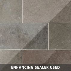 the words enhance sealer used are in white and black letters on grey tiles with an image