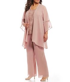 Plus Size Mother of the Bride Dresses & Gowns | Dillard's Mother Of The Bride Pantsuits, Bride Pantsuit, Suit With Jacket, Formal Pant, Mother Of Bride Outfits, Two Piece Jumpsuit, Chiffon Evening Dresses, Women's Evening Dresses, Hem Design