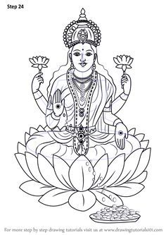 the hindu god sitting on top of a lotus flower with his hands in the air