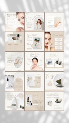 Skincare Templates Instagram | Skincare Aesthetic | Canva Skincare Templates | Beauty Templates. #cover #instagram #post Skincare Business, Instagram Skincare, Instagram Branding Design, Instagram Feed Planner, Skin Care Business, Social Media Branding Design, Graphic Design Brochure