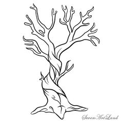 a black and white drawing of a tree