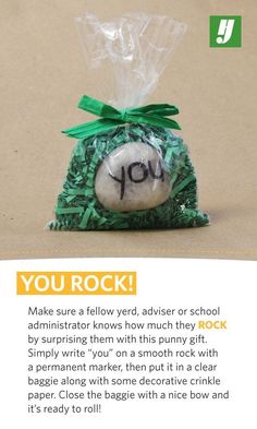 an advertisement for rock candy with the words you rock in it's packaging bag