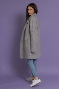 Brand: POL Oversized blazer style wool coat with pockets. ♡ Details Color: Heather Grey Side pockets Fully lined 52% Polyester, 48% Wool | Lining; 100% Cotton Hand wash or dry clean Size & Fit Model info: Height 5'3"| Bust 32"| Waist 25"| Hips 34" Model is wearing a size small Fit: Oversized fit Stretch: No stretch Measurements: S: Bust = 48" | Length = 33.5" M: Bust = 50" | Length = 34.5" L: Bust = 52" | Length = 35.25" Winter Gray Outerwear With Buttoned Pockets, Gray Winter Outerwear With Buttoned Pockets, Fall Office Pea Coat With Pockets, Fall Wool Coat With Welt Pockets For Office, Oversized Wool Coat With Pockets For Cold Weather, Fall Wool Coat For Office With Pockets, Fall Sweater Coat With Pockets For Work, Fall Wool Office Coat With Pockets, Fall Workwear Sweater Coat With Pockets