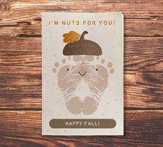 a greeting card with an image of a mushroom on it's face and the words i'm nuts for you