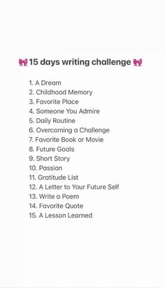 the top ten days writing challenge is shown in this graphic above it's title