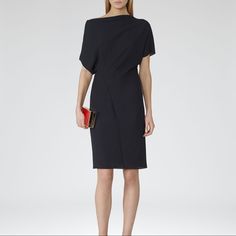 This Is A Simple But Gorgeous Dress That Has A Slight Sheen To The Fabric That Makes It Extra Special. The Wide Neck Gives You And Off The Shoulder Look For Something Different And The Dress Has Beautiful Raw Cut Edges At The Sleeves And Hem And A Side Zipper. There Are Tucks At The Waist To Give It The Perfect Shape. This Dress Will Have You Looking Elegant At Any Event. Excellent Condition! Ivanka Dress, Black Tie Attire, Reiss Women, Lbd Dress, Dress Sleeves, Bridesmaid Inspiration, High Fashion Women, Lace Shift Dress, Trendy Fashion Outfits