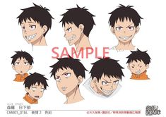 an anime character's face expressions with the words sample written in english and chinese