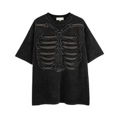 Unleash your inner skeleton with this quirky oversized t-shirt featuring a mesh cutout ribcage design. Perfect for those who don't take themselves too seriously and want to add some humor to their wardrobe. Made from soft and breathable fabric for maximum comfort. ■size(cm) Length Shoulder Width Bust Sleeve Length M 73 56.5 60 24 L 75 58 62 24.8 XL 77 59.5 64 25 2XL 79 61 66 25.8 ■model 178cm 55kg XL Hole Embroidery, Retro Skeleton, Bleaching Clothes, Ripped Tee, Skeleton Graphic, Skeleton Design, Mens Casual T Shirts, Embroidery Detailing, Retro Tops