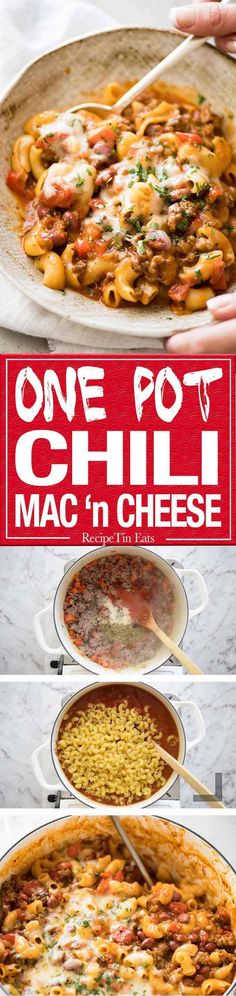 one pot macaroni and cheese is shown in this advertisement