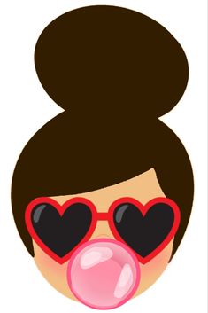 a girl with heart shaped sunglasses blowing bubble