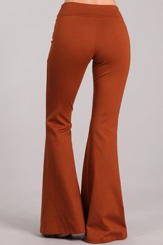 Discover the versatility of Chatoyant with these sleek Ponte Flare Bell Bottoms. Perfect for all occasions from casual to business attire, these pants feature a tummy control pull-on waistband and wrinkle-free, supportive Ponte fabric made of Viscose, Nylon, and Spandex. Inseam 32" inches Proudly made in the USA. Stay Sexy! Fall Loungewear Bottoms With Wide Waistband, Comfort Stretch Full Length Pants For Fall, Comfort Stretch Full-length Pants For Fall, Stretch Yoga Pants For Work, Stretch Solid Color Bottoms For Fall, Brown High Stretch Casual Bottoms, Casual High Stretch Brown Bottoms, Stretch Full-length Dress Pants For Fall, Stretch Full Length Dress Pants For Fall