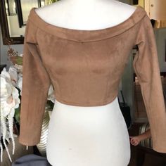 Sabo Cropped, Long Sleeve (20 Inches From Shoulder) Velvet Xs Fitted Brown Blouse For Winter, Fitted Brown Winter Blouse, Brown Cropped Party Top, Fitted Brown Crop Top For Spring, Fitted Brown Blouse For Night Out, Skirt Tops, Cropped Long Sleeve, Sabo Skirt, Cropped Top