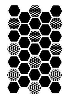 an abstract hexagonal pattern made up of black and white circles