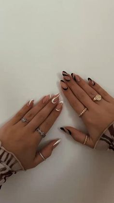 nails. nail designs. acrylic nails. fall nails. fall nails 2022. almond nails. french tips. Almond Nails Basic Design, Basic Nails Ideas, Bts Inspired Nails, Work Appropriate Nails, Nails Almond Shape, Acrylic Nails Almond Shape, Black Almond Nails, Nye Nails, Black Acrylic Nails