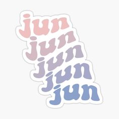 the word fun is written in pink, blue and purple sticker on a white background