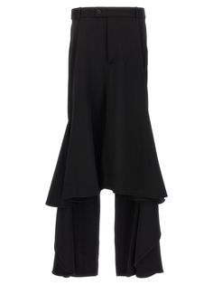 73% wool 27% viscose | Balenciaga Women's deconstructed Godet Skirt in Black | FW23/24 Skirt Ideas, Godet Skirt, Balenciaga Women, Style Finder, Skirt Suit, Bold Fashion, Asymmetric Hem, Flare Skirt, Elegant Style