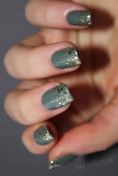 Olive Nails, Green Nail, Makijaż Smokey Eye, Nails Glitter, Cute Gel Nails, Ideas Nails, Dipped Nails, Glitter Nail Art, Fancy Nails