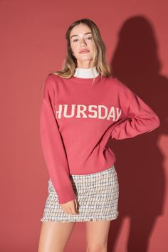 Embrace each day with a touch of whimsy and warmth with our Days Of The Week Sweater. This isn't just a sweater; it's your daily dose of coziness and motivation, uniquely designed to celebrate every day of the week with a stylish twist, serving as a playful reminder to seize the day. Its round neckline, drop shoulders, and long sleeves create a relaxed silhouette that's both fashionable and incredibly comfortable. The ribbed hems add a refined touch, ensuring a snug fit that keeps the chill at b Weekend Sweater, Cozy Oversized Sweaters, Summer Style Guide, Seize The Day, Casual Party Dresses, Maxi Dress Sale, Cozy Knit Sweater, Days Of The Week, Fashion Night