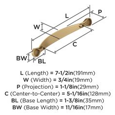 an image of a wooden handle with measurements