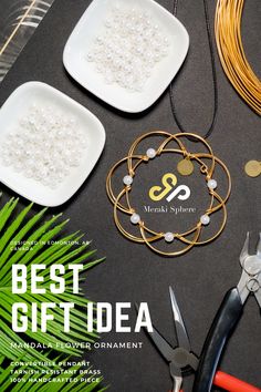 the cover of best gift idea magazine with jewelry and crafting supplies on it's table