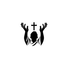 a black and white image of a person holding a cross in their hands with the word jesus on it