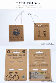 the packaging design for clothes tags is shown