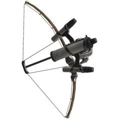 an archery bow with two arrows attached to the front and side of it, on a white background