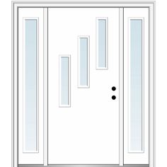 MMI Door Fiberglass Front Doors are built to last and can add substantial curb appeal to your home. This fiberglass smooth front door unit comes with our MSystem2 warranty on the door component and the base prehung system as well as a 10-year warranty on the glass lite. All of our fiberglass smooth front doors are virtually maintenance free and will not warp, rot, dent or split. Our prehung door unit (called the MSystem) seals out the weather and practically eliminates air and water infiltration all together. Common door size is 64 in. x 80 in. Unit dimension is 68.5 in. x 81.75 in. The suggested rough opening is 69 in. x 82.25 in. This unit comes with a 6-9/16 in. wide primed composite frame. MMI DOOR 64-in x 80-in x 6-9/16-in Fiberglass Pulse Lite Left-Hand Inswing Brilliant White Painte Prime And Composite, Fiberglass Front Door, Prehung Doors, Fiberglass Door, Privacy Glass, Front Entry Doors, Storm Door, White Doors, Modern Door