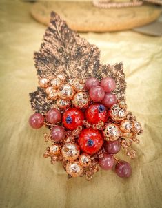 Copper Brooch Copper Jewelry Handmade Lamp Work Beads | Etsy Lithuania Currant Berries, Copper Brooch, Berry Bouquet, Handmade Lamp, Copper Jewelry Handmade, Unique Birthday Gift, Red Currant, Handmade Lamps, Gift For Woman