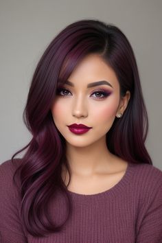 makeup ideas Wine Hair, Gorgeous Hair Color, American Beauty, Hair Color Trends, Hair Dos, Purple Hair, Gorgeous Hair, Hair Colors, Pretty Hairstyles