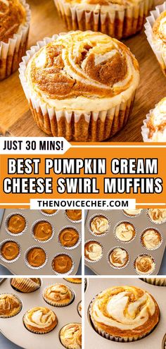 the best pumpkin cream cheese swirl muffins