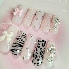 Black Animal Print Nails, Pink Cheetah Nails, Zebra Print Nails, Zebra Nails, Hard Nails, Print Nails