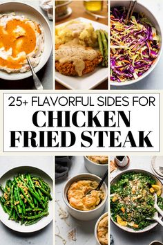 the cover of 25 flavorful sides for chicken fried steak