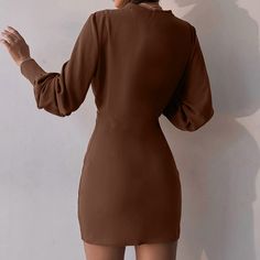 Autumn and Winter Solid Color Long Sleeve Temperament Waist Package Hip Dress Red Bodycon Mini Dress, Mini Dress Long Sleeve, Dress 2022, Fall Winter Fashion, Red Bodycon, Winter Outfit Inspiration, Autumn Clothes, Boho Floral Dress, Long Sleeve Short Dress