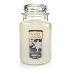 The crisp, naturally fresh scent of gleaming, snow-covered pines. Our largest Jar Candle provides over 110 hours of soothing fragrance designed to create a welcoming home for family and friends. The iconic Jar shape is a symbol of our 50-year commitment to creating the world's finest candles. Each is made with premium-grade paraffin and the finest quality ingredients from around the world. And, we select the ideal natural-fiber wick for each fragrance to ensure the best possible burn Sparkling S Candle Labels Printable, Candles Yankee, Cedar Candle, Sparkling Snow, Chesapeake Bay Candles, Yankee Candle Scents, Sweet Candles, Yankee Candles, Winter Scents