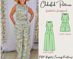 Jumpsuit PDF Sewing Patternxxs to Xxlcombishort/jumpsuit - Etsy Projector Sewing, Mini Skirt Pattern, Bustier Pattern, Summer Rompers, Jumpsuit Short, Bodice Pattern, Printable Sewing Patterns, Corset Pattern, Playsuit Dress