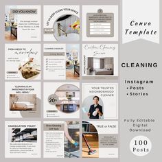 a brochure with photos and text on it, including the words cleaning instagram posts