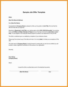 a sample job offer letter is shown in this image, it appears to be an email form