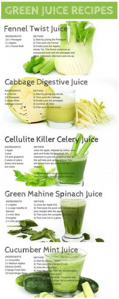 the green juice recipe is shown in three different stages