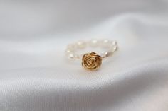 Dainty Rose Ring 14k Gold Filled Ring With Crystal Rice | Etsy Handmade Gold Minimalist Pearl Ring, Handmade Minimalist Gold Pearl Ring, Handmade 14k Gold Pearl Ring, Gift Rose Gold Pearl Ring In 14k Gold, Delicate Rose Gold Pearl Ring Gift, Rose Gold 14k Gold Pearl Ring Gift, Rose Gold 14k Pearl Ring Gift, Delicate Hand Wrapped Jewelry Gift, Delicate Hand Wrapped Jewelry For Gift