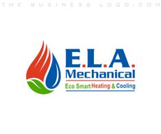 the logo for ela mechanical, an eco - smart heating and cooling service company