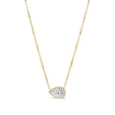 Who doesn’t love a pear? (A pear-shaped diamond, that is). At a stunning 1.06cts, this pendant is the only piece you’ll need to make an elegant statement. - 1.06cts, I color & I2 in clarity Available in white, yellow or rose gold. This necklace can be made with customer stone. Please allow 2-3 weeks for delivery if item is not in stock. Item No. 210000008172 Diamond Engagement Rings Cushion, Cushion Halo Engagement Ring, Diamond Bar Necklace, Round Halo Engagement Rings, Oval Diamond Engagement, Engagement Rings Cushion, Oval Diamond Engagement Ring, Cushion Diamond, Engagement Ring Diamond Cut