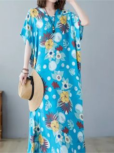 In limited supply!!! Vibrantly floral printed v-neck short-sleeve mu-mu loose fit dress kaftan maxi dress. Beautiful style. Easy & effortless to wear. 2-day processing. Shipped in 4-7 days. Floral Print Short Sleeve Patterned Maxi Dress, Casual Maxi Dress With Floral Print And Kimono Sleeves, Patterned Short Sleeve Maxi Dress For Spring, Spring Patterned Short Sleeve Maxi Dress, Short Sleeve Patterned Floral Print Maxi Dress, Short Sleeve Floral Print Patterned Maxi Dress, Spring Patterned Maxi Dress With Short Sleeves, Casual Loose Summer Maxi Dress, Casual Loose Maxi Dress For Summer