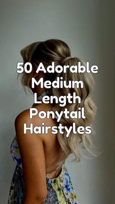 50 Adorable Medium Length Ponytail Hairstyles To Try Bridesmaid Hair Medium Length Ponytail, Fancy Ponytail Hairstyles Medium Length, Fancy Ponytail Medium Length Hair, Medium Length Ponytail Ideas Wedding, Glamorous Ponytail Hairstyles, Styled Ponytail Medium Hair, Low Pony Hairstyles Medium Length, Bridesmaid Ponytail Medium Length, High Ponytail Hairstyles Medium Hair