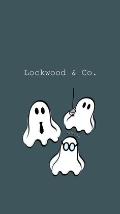 two white ghostes with glasses on their faces and the words lockwood & co