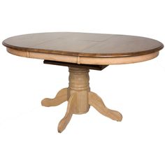 an oval wooden table with two leaves on the top and one leaf at the base