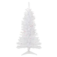 a white christmas tree with lights on it