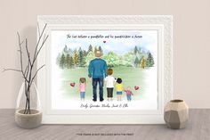 a watercolor painting of a man and two children with the words, not all father's are impossible