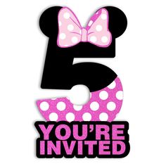 a minnie mouse birthday card with the number five